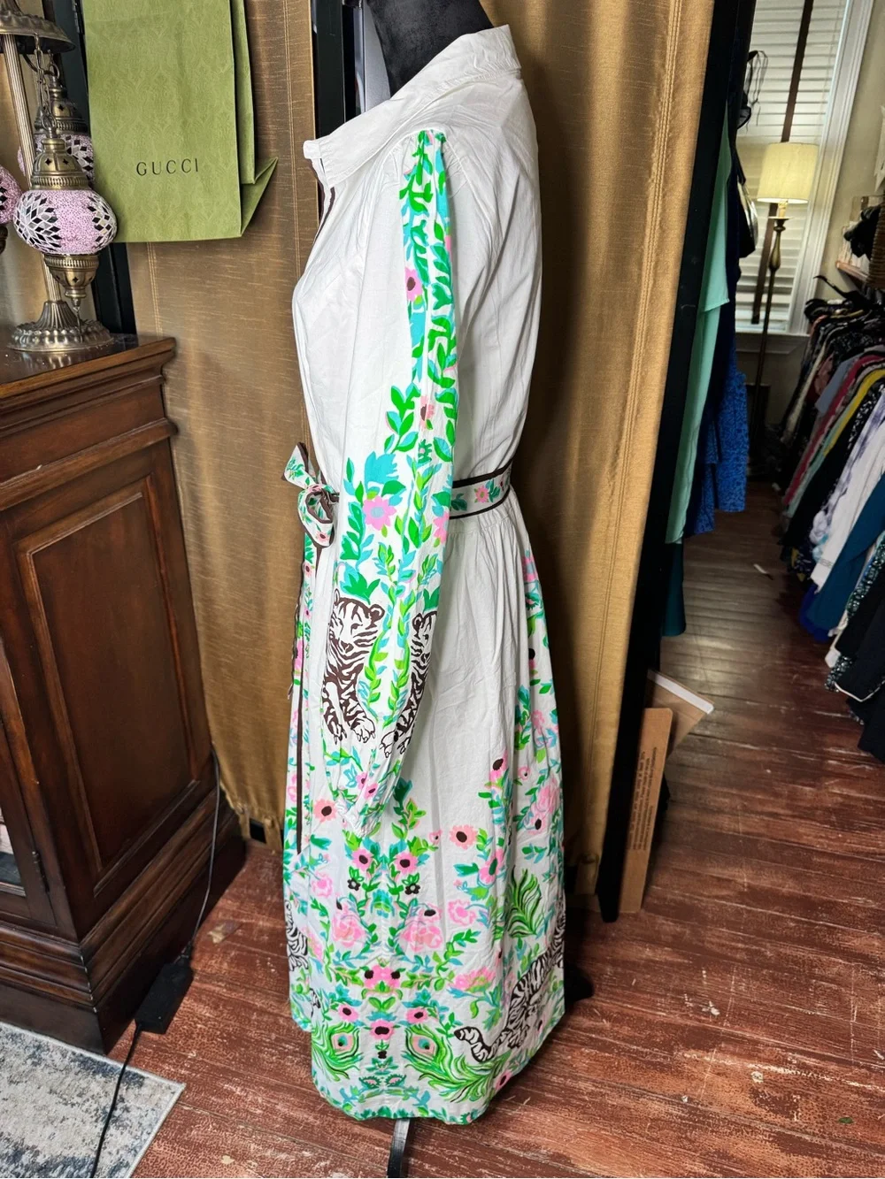 NWT Lilly Pulitzer Luanne Stretch Midi Shirt Dress Royal Zoo Size 12 $328 - Picture 3 of 10